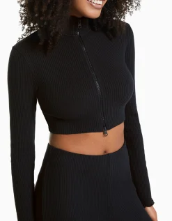 FEMME BERSHKA BSK Teen*Gilet cropped col montant fermeture Éclair