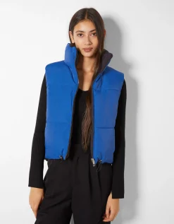FEMME BERSHKA Vestes*Gilet cropped sans manches réversible