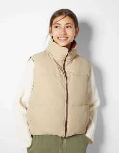 FEMME BERSHKA Vestes*Gilet cropped sans manches réversible