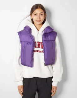 FEMME BERSHKA Vestes*Gilet cropped sans manches effet nylon