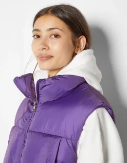 FEMME BERSHKA Vestes*Gilet cropped sans manches effet nylon