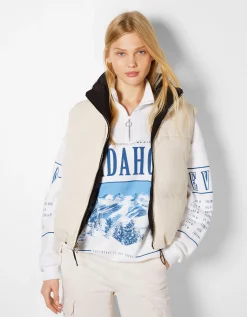 FEMME BERSHKA Gilets sans manches*Gilet cropped sans manches réversible