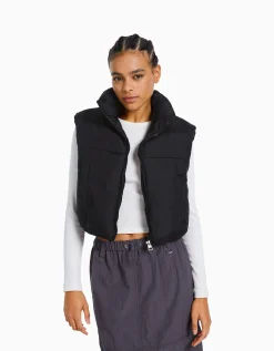 FEMME BERSHKA Gilets sans manches*Gilet cropped sans manches effet nylon