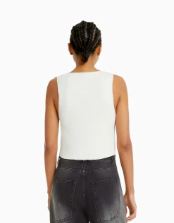 FEMME BERSHKA Vêtements*Gilet en maille avec boutons