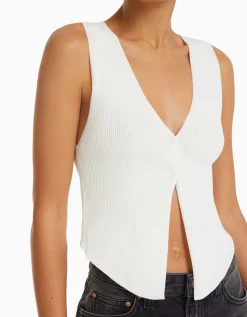 FEMME BERSHKA Vêtements*Gilet en maille avec boutons