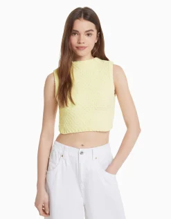 FEMME BERSHKA Tops et corsets*Gilet maille chenille