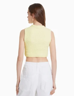 FEMME BERSHKA Tops et corsets*Gilet maille chenille