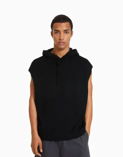 HOMME BERSHKA Pulls et gilets*Gilet sans manches capuche maille