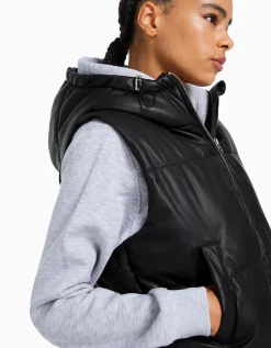 FEMME BERSHKA Gilets sans manches*Gilet sans manches capuche similicuir