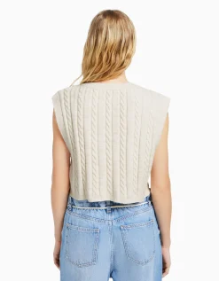 FEMME BERSHKA Maille*Gilet sans manches col en V