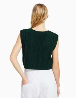 FEMME BERSHKA Maille*Gilet sans manches col en V