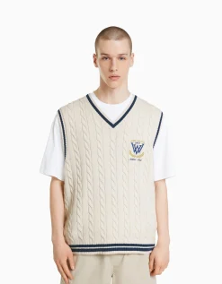 HOMME BERSHKA Vêtements*Gilet sans manches maille brodé