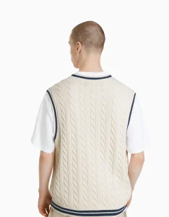 HOMME BERSHKA Vêtements*Gilet sans manches maille brodé