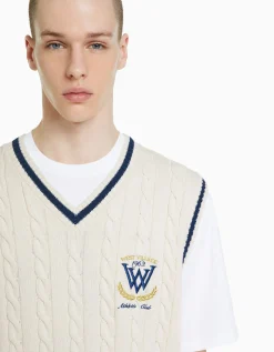 HOMME BERSHKA Vêtements*Gilet sans manches maille brodé