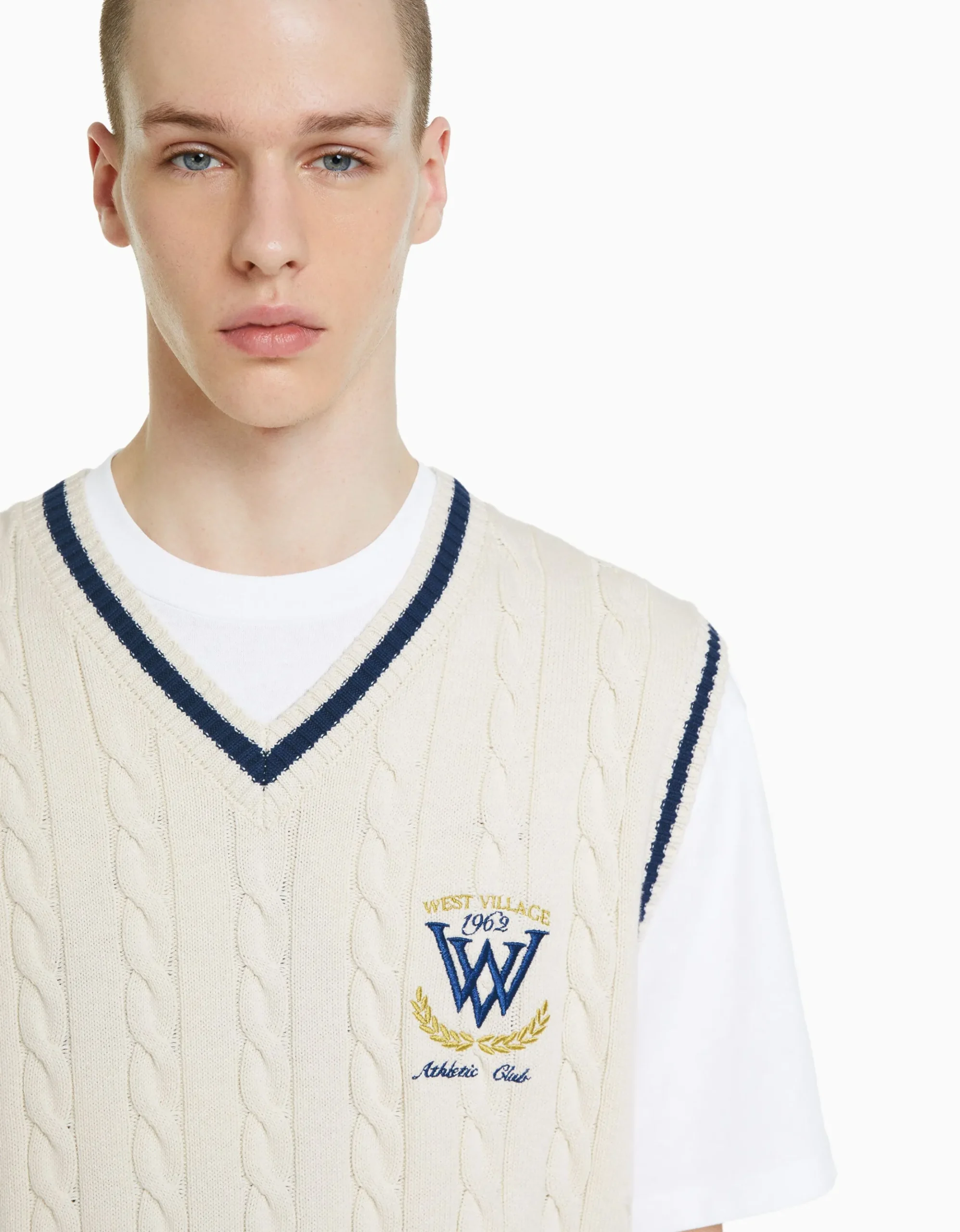HOMME BERSHKA Vêtements*Gilet sans manches maille brodé