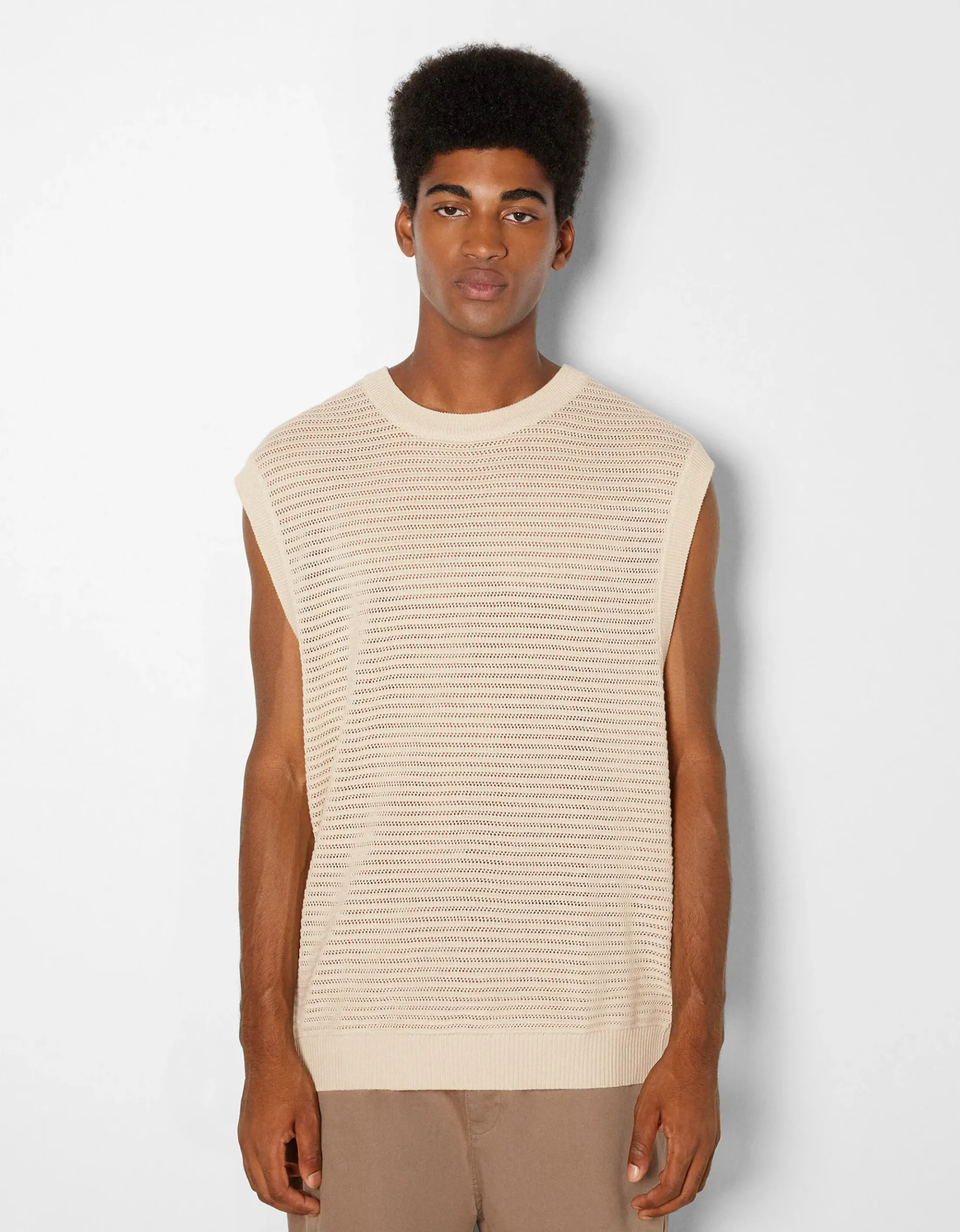HOMME BERSHKA Pulls et gilets*Gilet sans manches maille résille