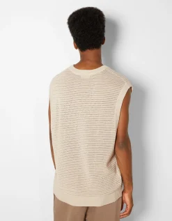 HOMME BERSHKA Pulls et gilets*Gilet sans manches maille résille
