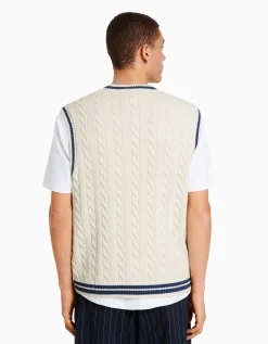 HOMME BERSHKA Vêtements*Gilet sans manches maille brodé