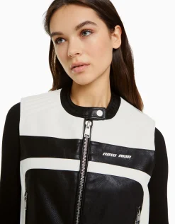 FEMME BERSHKA Vestes*Gilet sans manches racing similicuir