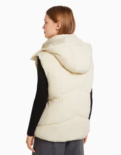 FEMME BERSHKA Vestes*Gilet sans manches rembourré capuche oversize