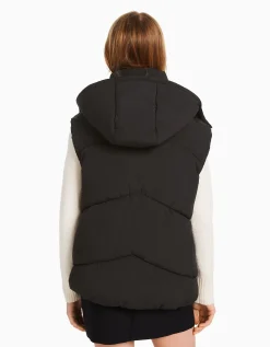 FEMME BERSHKA Vestes*Gilet sans manches rembourré capuche oversize