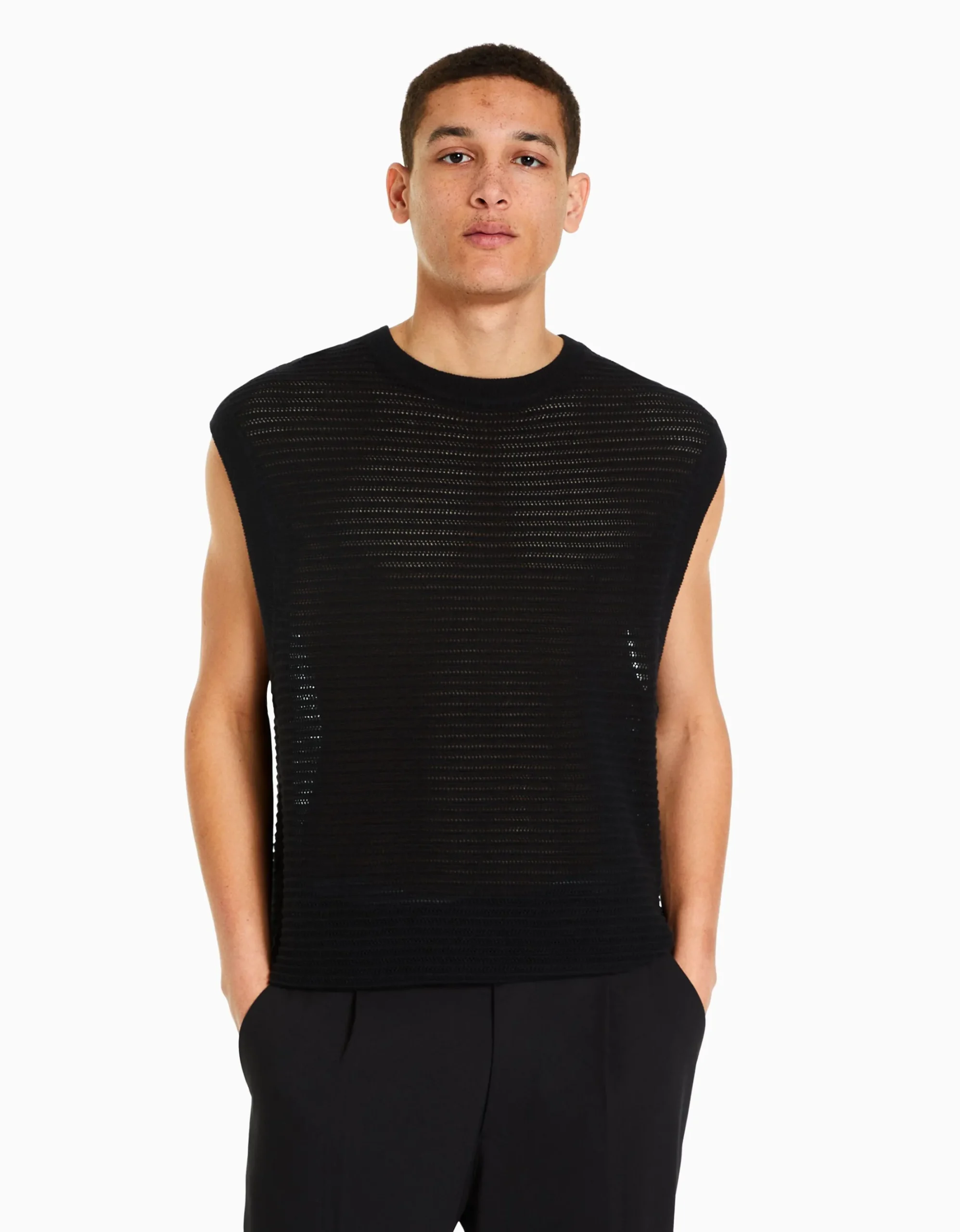 HOMME BERSHKA Pulls et gilets*Gilet sans manches résille