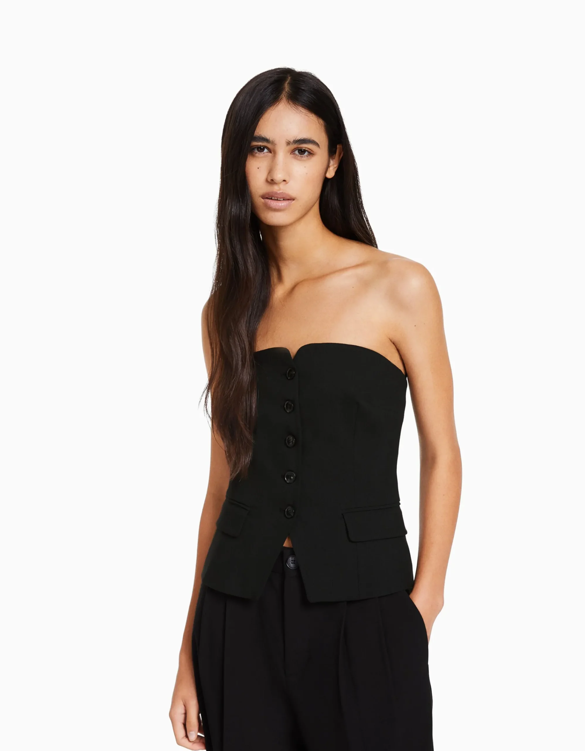 FEMME BERSHKA Vêtements*Gilet tailoring épaules dénudées