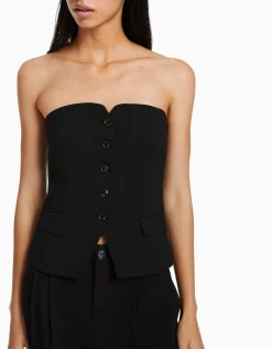 FEMME BERSHKA Vêtements*Gilet tailoring épaules dénudées