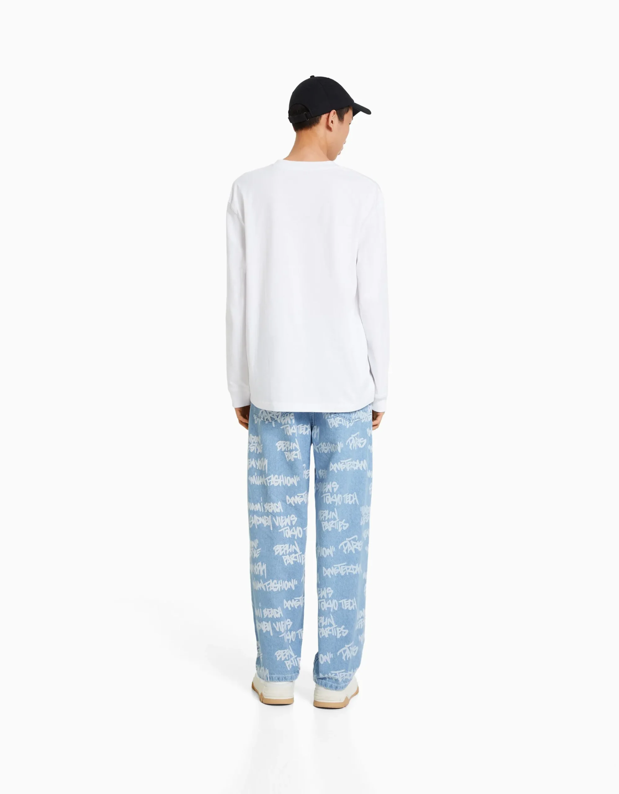 HOMME BERSHKA Vêtements*Jean baggy imprimé