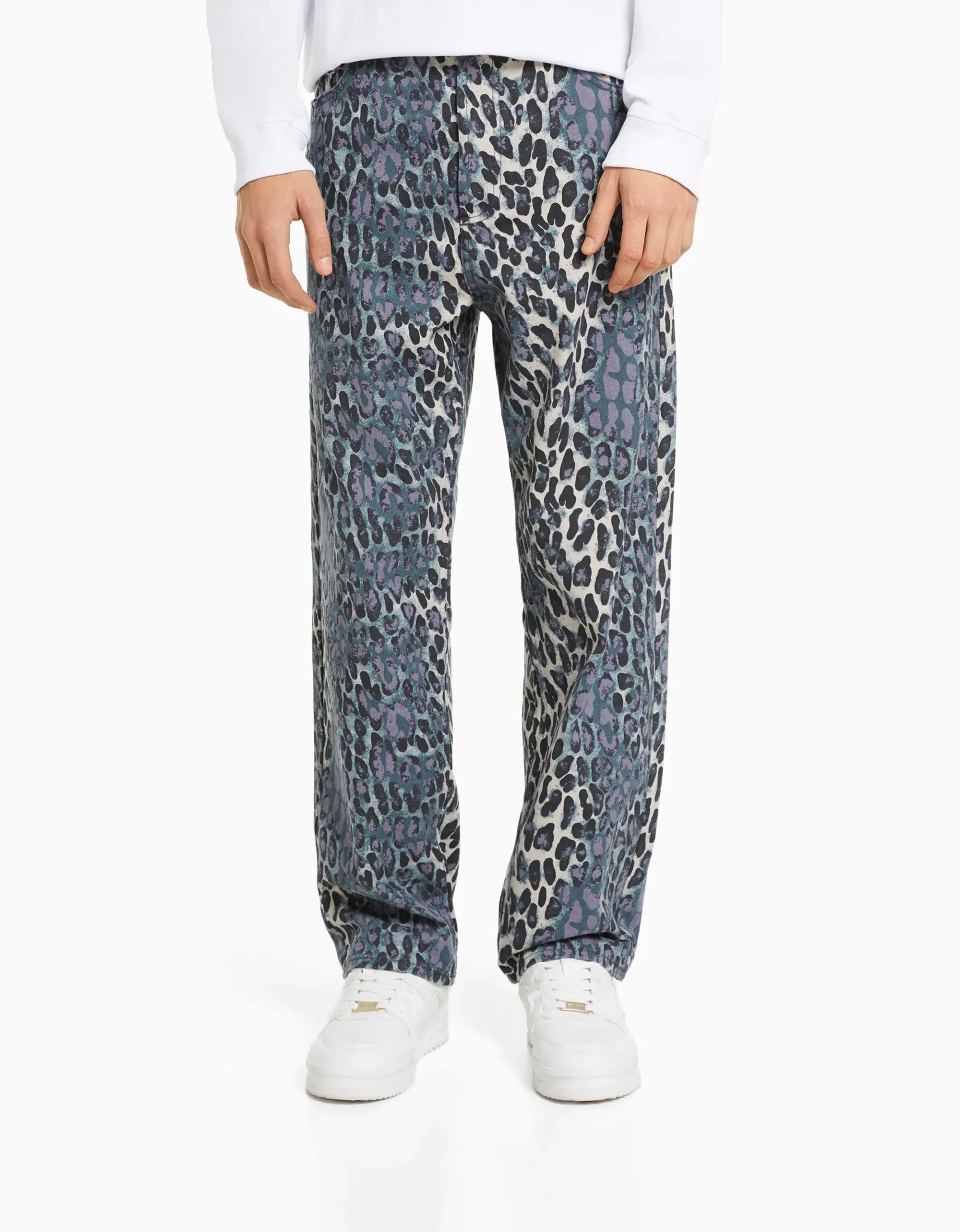 HOMME BERSHKA Vêtements*Jean baggy imprimé animal