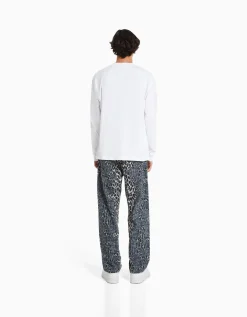 HOMME BERSHKA Vêtements*Jean baggy imprimé animal