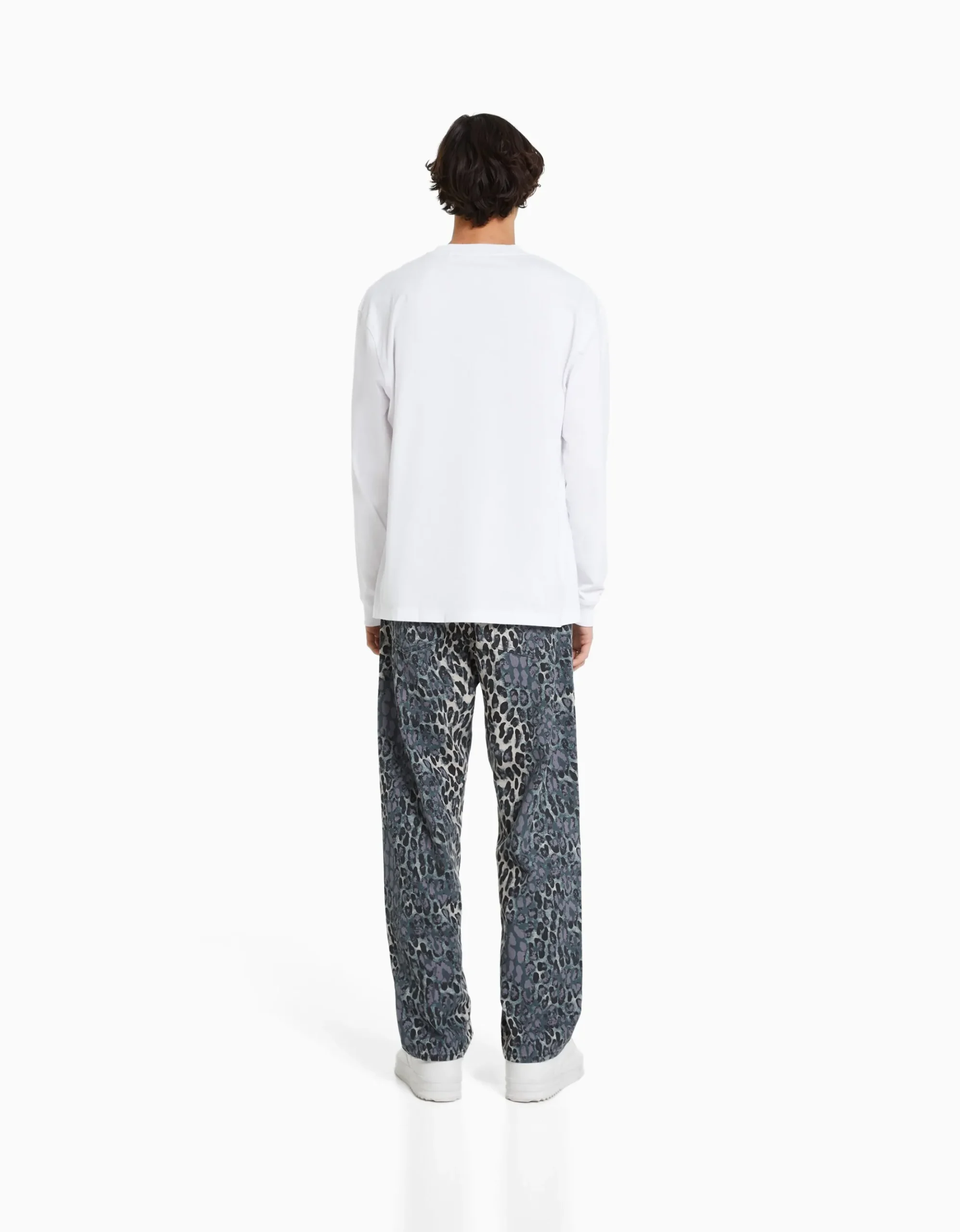 HOMME BERSHKA Vêtements*Jean baggy imprimé animal