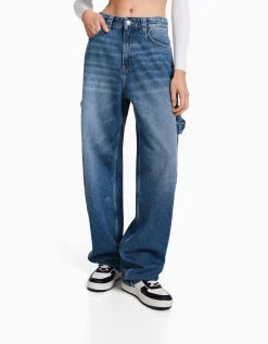 FEMME BERSHKA Vêtements*Jean balloon carpenter wide leg détail