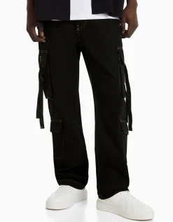HOMME BERSHKA Vêtements*Jean cargo fil contraste bandes