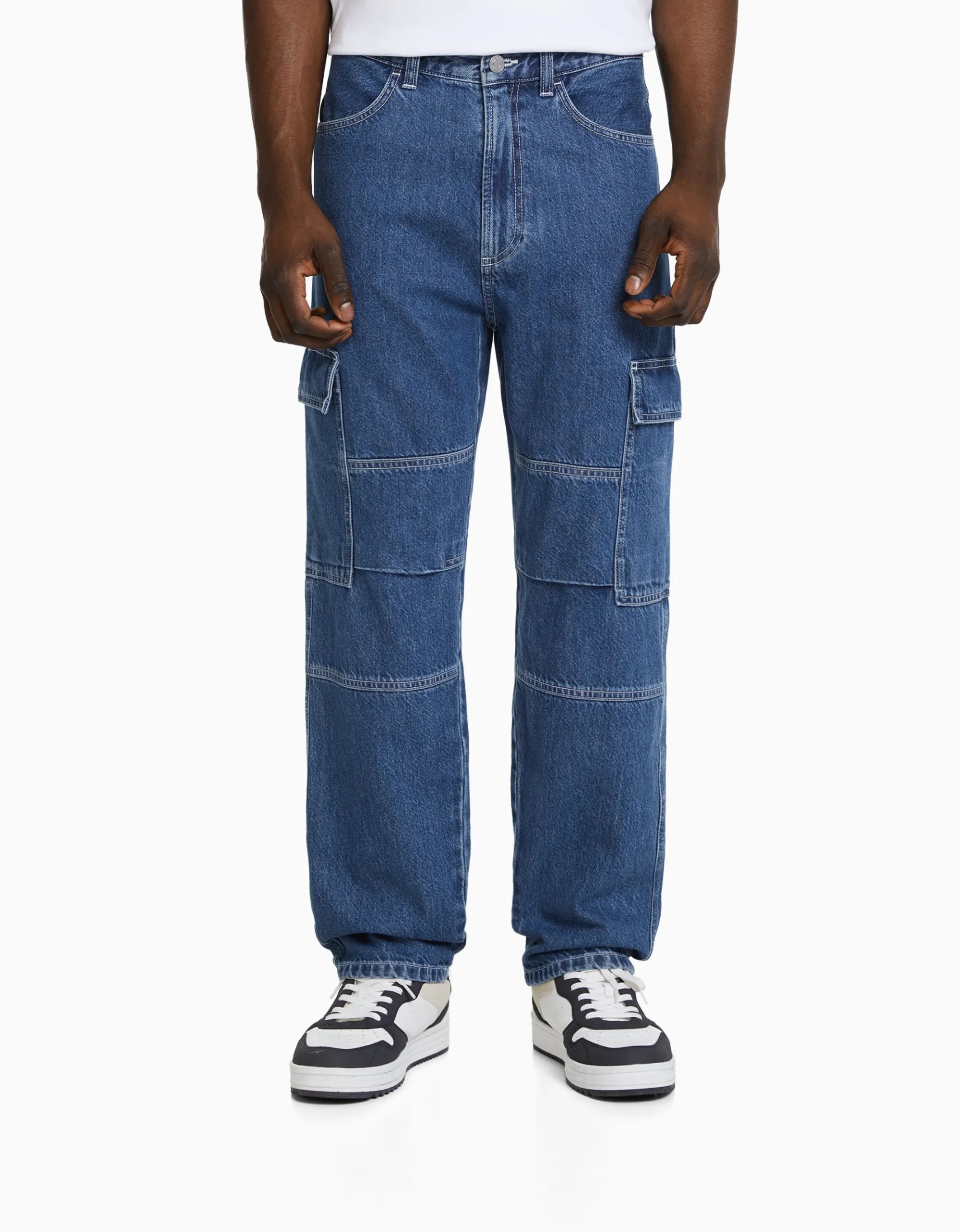 HOMME BERSHKA Cargo et parachute*Jean cargo wide