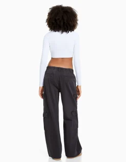 FEMME BERSHKA Jeans*Jean cargo wide leg multipoches