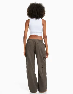 FEMME BERSHKA Denim*Jean cargo wide leg multipoches