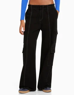 FEMME BERSHKA Jeans*Jean cargo wide leg multipoches