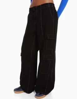 FEMME BERSHKA Jeans*Jean cargo wide leg multipoches
