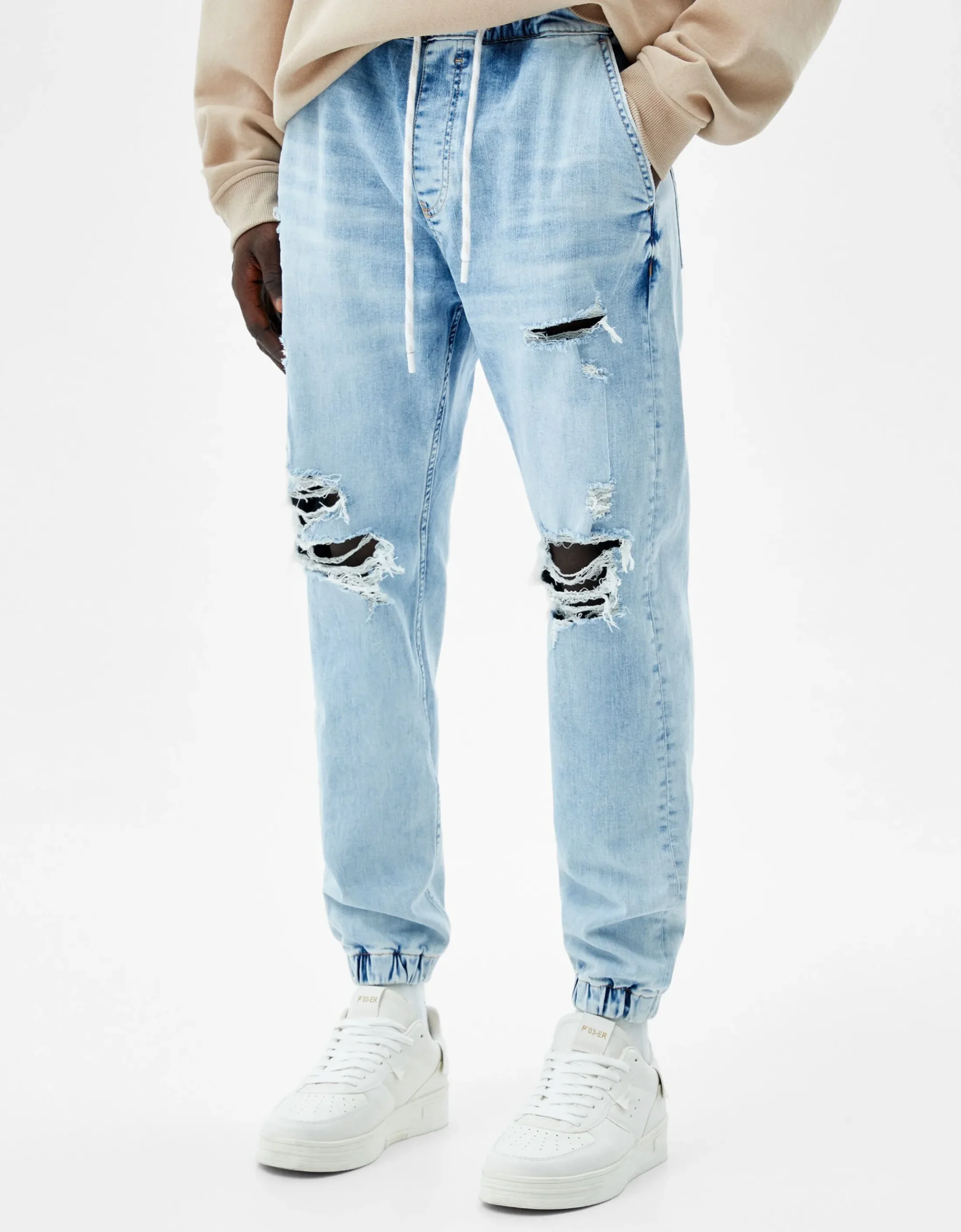 HOMME BERSHKA Pantalons et jeans*Jean jogger déchiré
