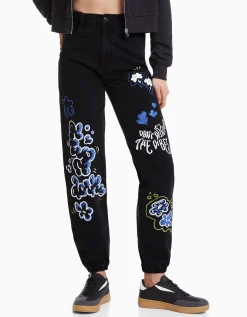 FEMME BERSHKA Jeans*Jean jogger graffiti