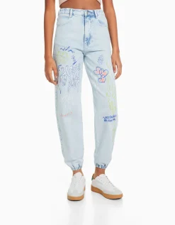 FEMME BERSHKA Jeans*Jean jogger graffiti