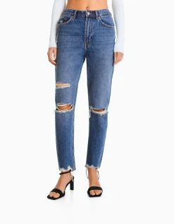 FEMME BERSHKA Jeans*Jean mom déchiré