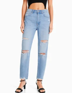 FEMME BERSHKA Jeans*Jean mom déchiré