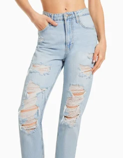 FEMME BERSHKA Jeans*Jean mom déchiré