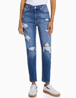 FEMME BERSHKA Jeans*Jean mom décontracté déchiré
