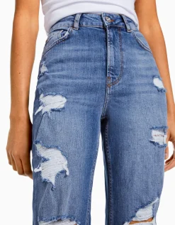 FEMME BERSHKA Jeans*Jean mom décontracté déchiré