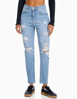 FEMME BERSHKA Jeans*Jean mom décontracté déchiré