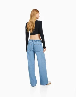 FEMME BERSHKA Jeans*Jean 90’s taille élastique poches