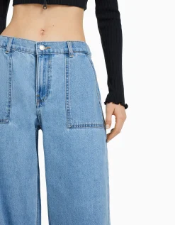 FEMME BERSHKA Jeans*Jean 90’s taille élastique poches